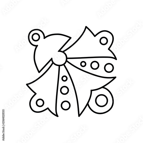 Geometric floral ornament in folk art style isolated on a white background. Black and white line art vector element with stylized petals, circles, and leaves for embroidery patterns, coloring pages