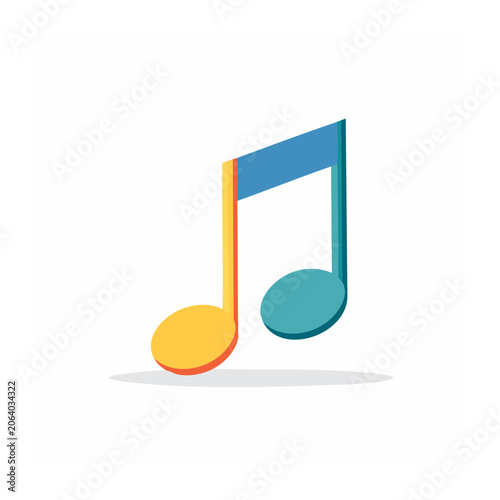 Colorful flat design music note icon
