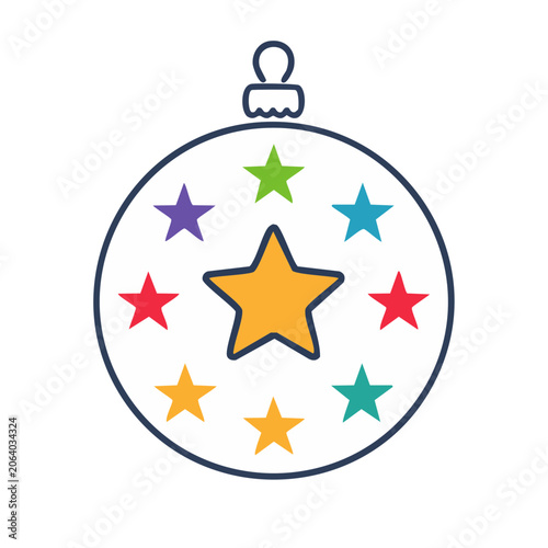 Colorful Christmas ornament with stars icon
