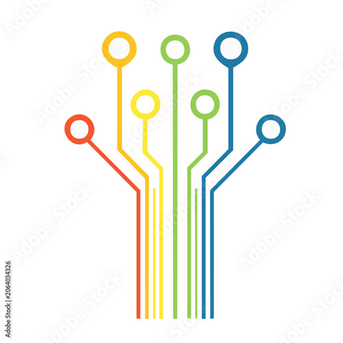 Colorful Circuit Board Connections Vector