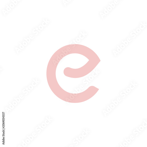 Modern pink lowercase letter e typographic icon.