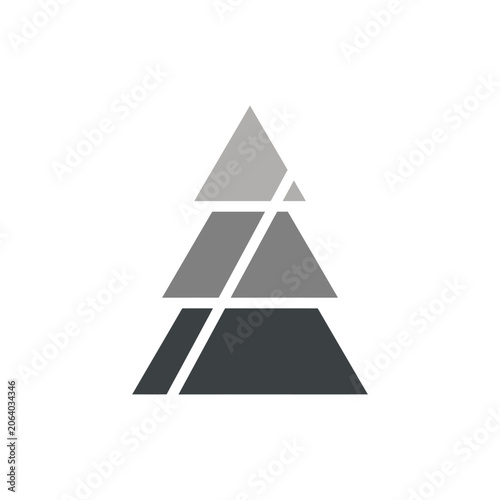Minimalist tiered triangle geometric logo.