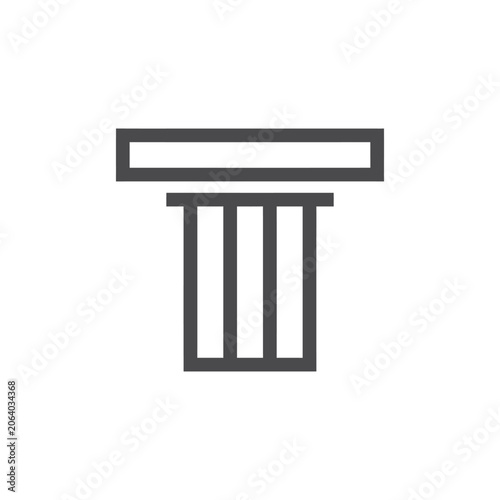 Simple geometric pillar icon with grey stripes.