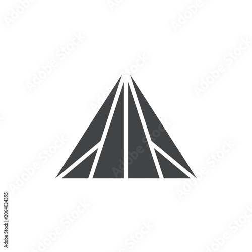 Stylized triangular mountain peak or road icon.