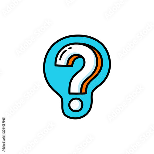 Fotografie A hand drawn illustration of a blue question mark icon