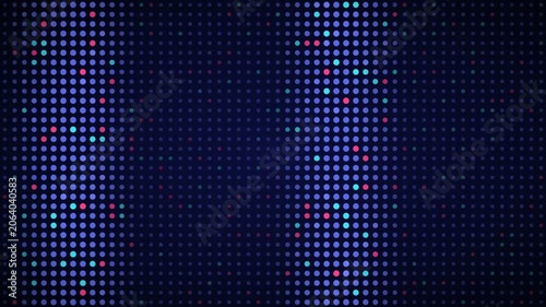 Indigo rgb horizontal wave LED grid background, dot matrix display motion loop