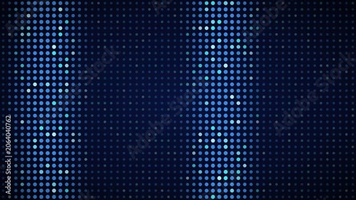 Blue cyan horizontal wave LED grid background, dot matrix display motion loop