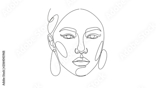 Minimalist Line Art Portrait of a Woman's Face, Elegant Continuous Drawing