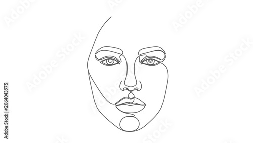 Minimalist Line Art Portrait of a Woman's Face, Elegant Continuous Drawing