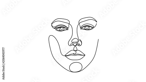 Minimalist Line Art Portrait of a Woman's Face, Elegant Continuous Drawing