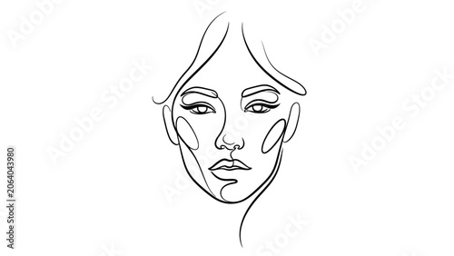 Minimalist Line Art Portrait of a Woman's Face, Elegant Continuous Drawing