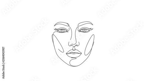 Minimalist Line Art Portrait of a Woman's Face, Elegant Continuous Line Drawing