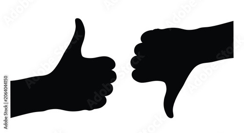 Fotografie Thumbs Up And Down Gestures Black Silhouette