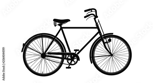 Fotografía Vintage bicycle with fenders and sprung saddle black silhouette