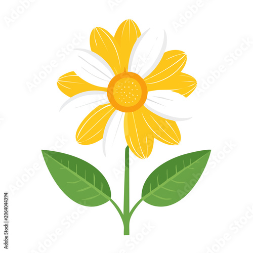 Flat design sunflower icon isolated