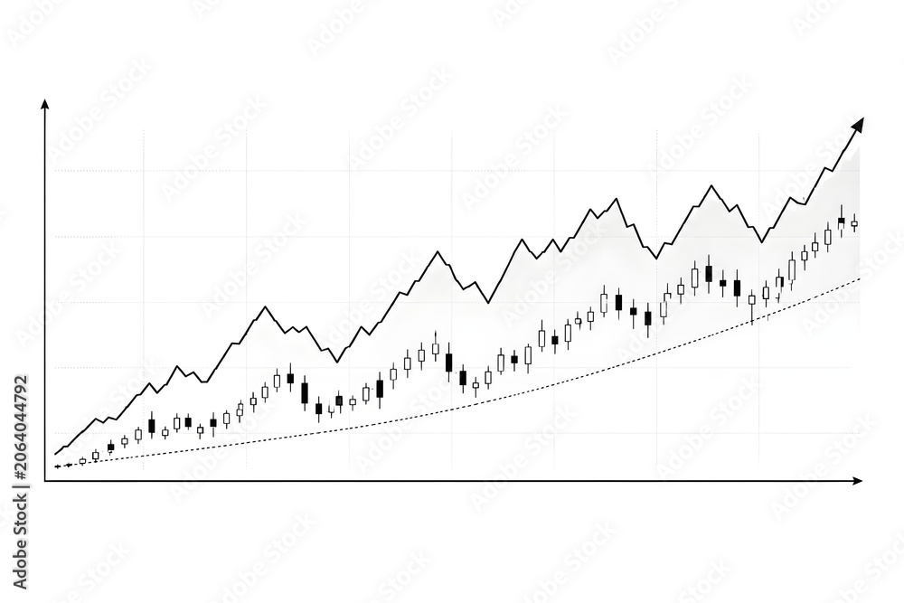 Naklejka premium Professional Stock Market Growth Chart with Upward Trend and Candlestick Analysis