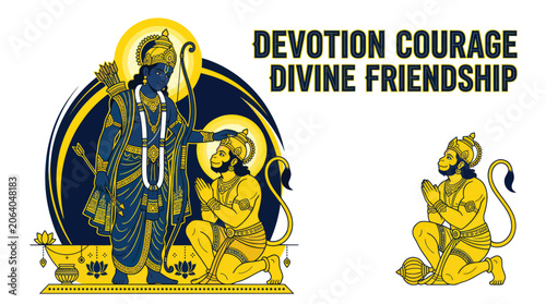 Konstfotografi Lord rama blessing lord hanuman in a scene of divine friendship