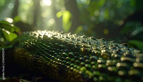 Crocodile Skin Texture in Forest Environment.