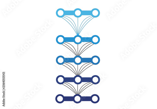 Gradient blue chain link, network connection, flowchart, infographic elements, vector icons