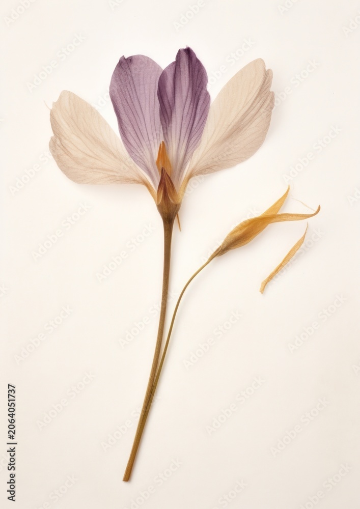 Fototapeta premium Real Pressed a crocus flower petal plant.