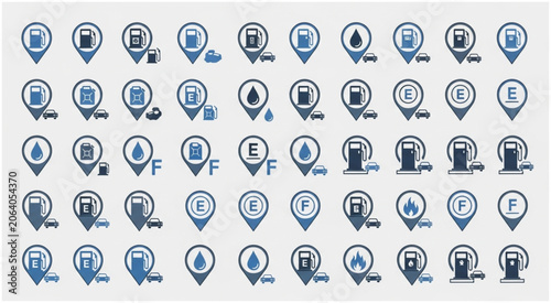 Collection of blue social media icons on white background.