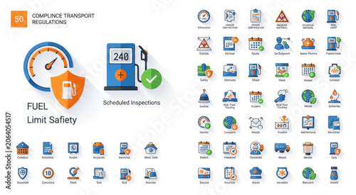 Fuel limit safety transportation illustration with icons.