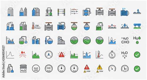 Diverse collection of line icons representing various industries and concepts.