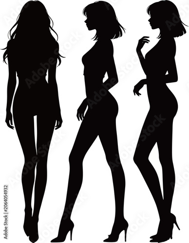 Silhouette Elegance: Women's Fashion Poses in High Heels Art