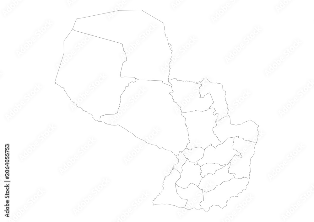 Fototapeta premium Paraguay South America State Map Black Outline Transparent Fill High Quality Vector Transparent Background Graphic Design Asset