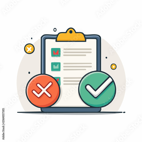 Clipboard checklist with checkmark and cross mark icons