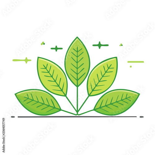 Flat design green leaf vector illustration