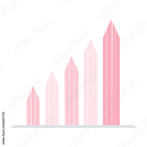 Flat design pink bar chart vector