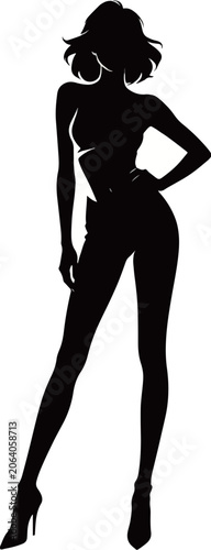 Sleek Silhouette: Modern Woman in High Heels Fashion Illustration