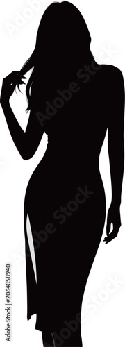 Silhouette Elegance: Women's Fashion Evening Dress Silhouette Art