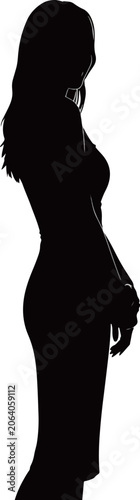 Elegant Silhouette: Modern Woman's Profile in Minimalist Black and White Art