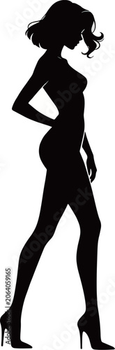 Elegant Silhouette: Stylish Woman in High Heels Art Design