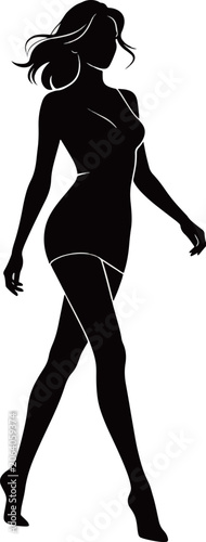 Elegant Silhouette: Modern Female Fashion Figure in Motion