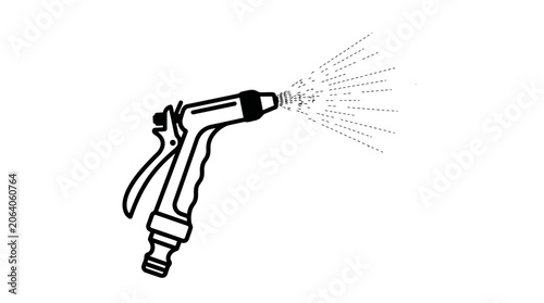 A simple black and white line drawing of a garden hose spray nozzle.