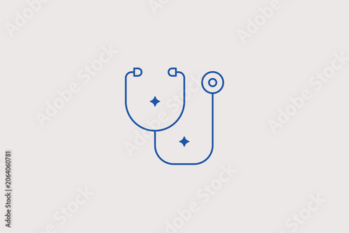 Foto Professional acoustic medical stethoscope line icon for general practitioner doctor clinic, hospital checkup service