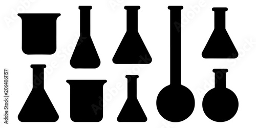 Photos Laboratory glassware icon collection with beakers flasks chemistry vessels and s