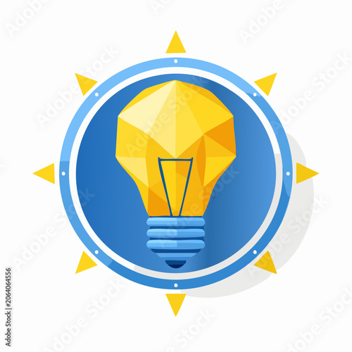 Bright Yellow Lightbulb Inside Compass Rose Symbolizing Ideas and Direction