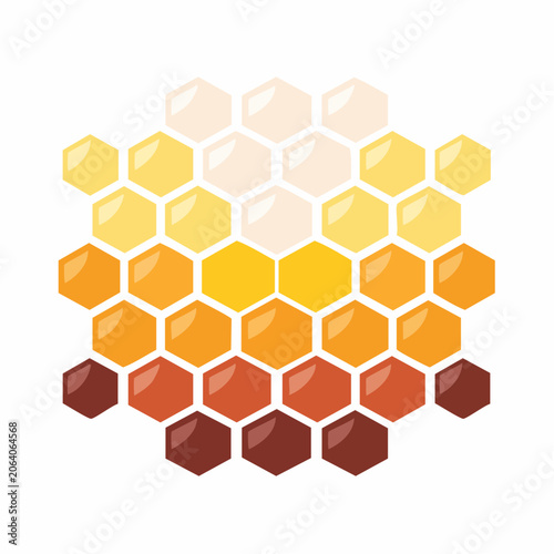Abstract honeycomb pattern with gradient of yellow orange and brown hexagons abstract geometric background