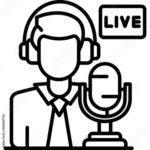 Live Broadcast Line Icon