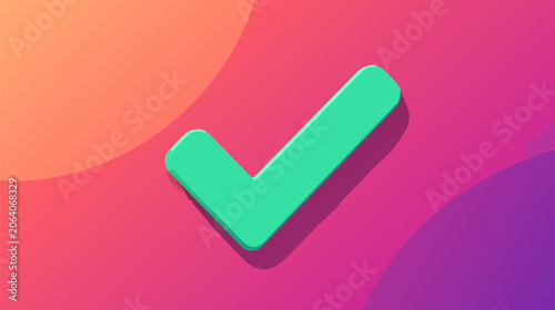 Bright green checkmark tick of approval, flat vector illustration representing success, verification, task completion and positive confirmation. Clean graphic resource for modern interface design.