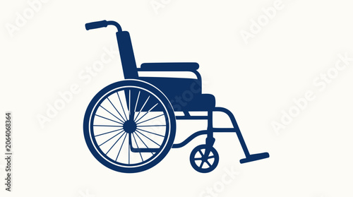 Hospital wheelchair silhouette icon, medical flat vector illustration of mobility equipment for disabled patients and rehabilitation transport isolated on a professional light background.