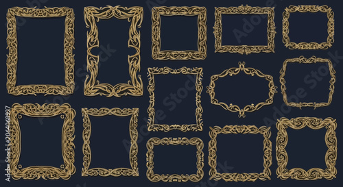 Ornate Decorative Picture Frames Collection: Vintage Scrollwork Borders