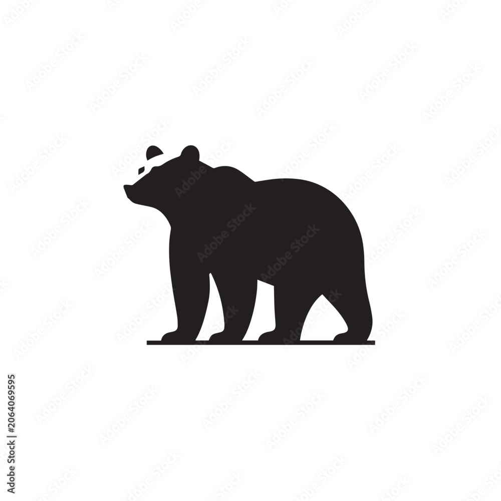 Fototapeta premium Grizzly bear silhouette, Brown bear outline, North American wildlife, Apex predator shape, Large mammal