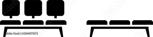 Fotografija Set of waiting room chairs icons, bench with and without backrest