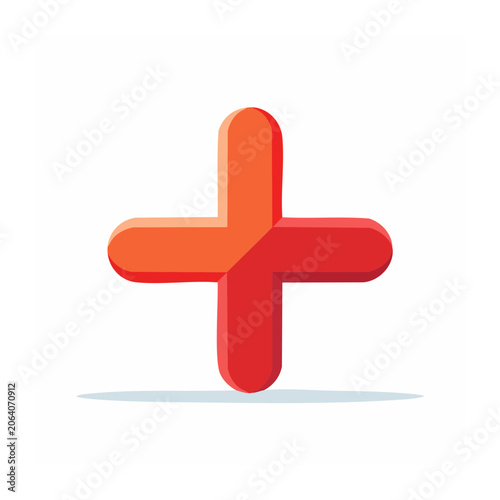Red and orange plus sign icon on transparent background