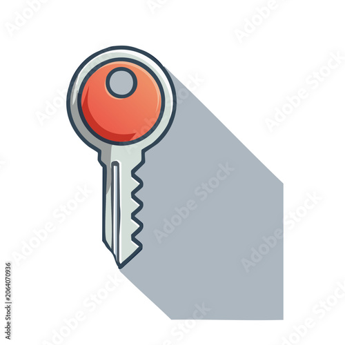 Red key icon with transparent background